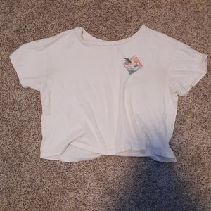 White crop top with wave print